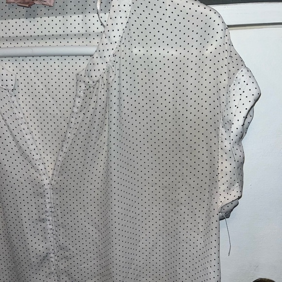 White Shear Button Down Black Polka Dot Blouse by Philosophy, Sz S, Gently LOVED - Picture 5 of 6